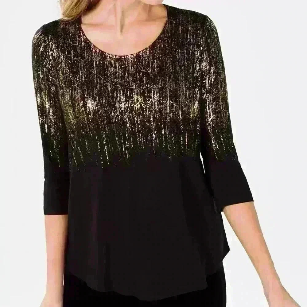 NWT JM Collection Women’s 3/4-Sleeve Printed Tunic M